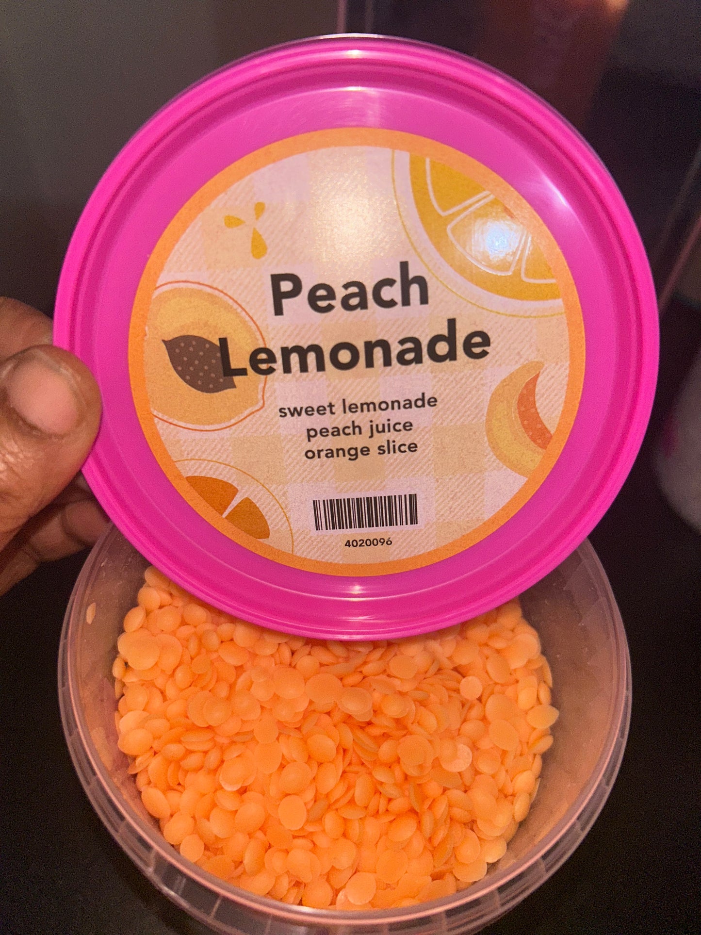 sweet lemonade, peach juice and orange slice